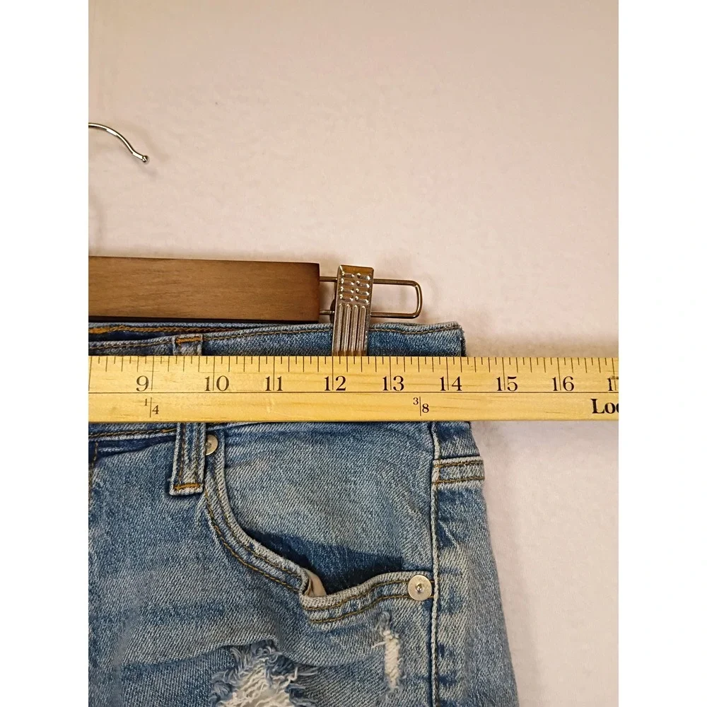 Edgy Distressed Aeropostale Women 2 Blue High Rise Frayed Raw Hem Denim Shorts